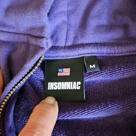 INSOMNIAC Fireball Purple Full Zip Hoodie Kangaroo pocket- Purple, Med- EUC RAVE - Picture 5 of 8
